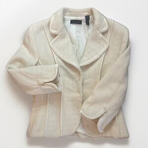 Context Ann Taylor Vintage Women’s Wool/Angora Rabbit Hair Blend Ivory Blazer